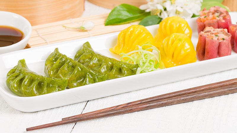 Chinese colourful steamed dumplings