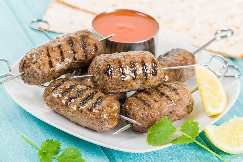 seekh kebab on skewers