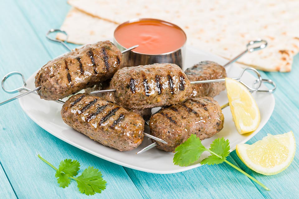 seekh kebabs on skewers