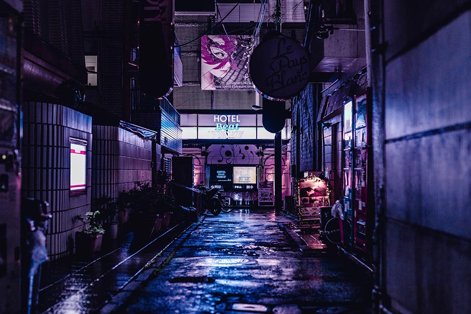 Tokyo hotel at night